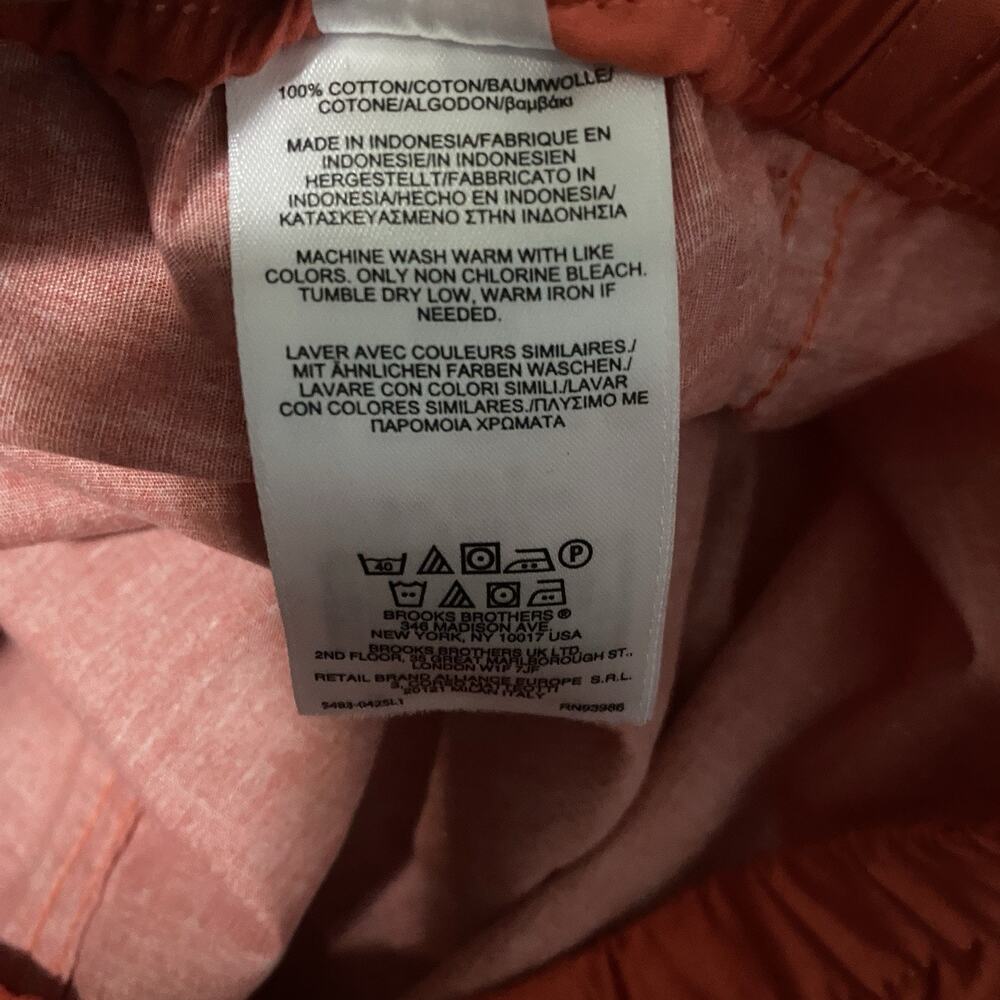Brooks Brothers Cotton Light Orange White Drawstring Pajama Lounge Pants Medium - Picture 3 of 6